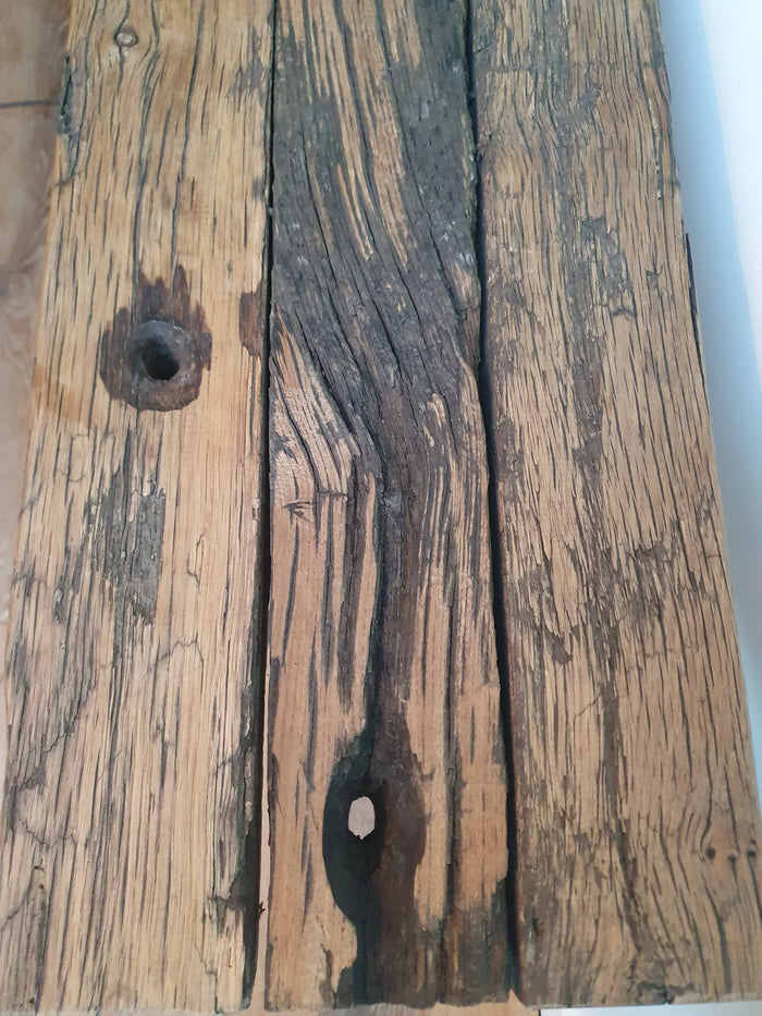 Close-up van reclaimed wagondelen