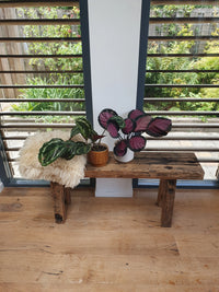 Wagondeelbank 120 cm detail van het geschaafde hout